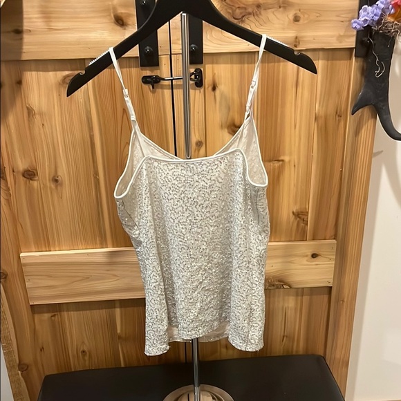 Express Cream Sequin Camisole Sleeveless Top - Picture 4 of 7